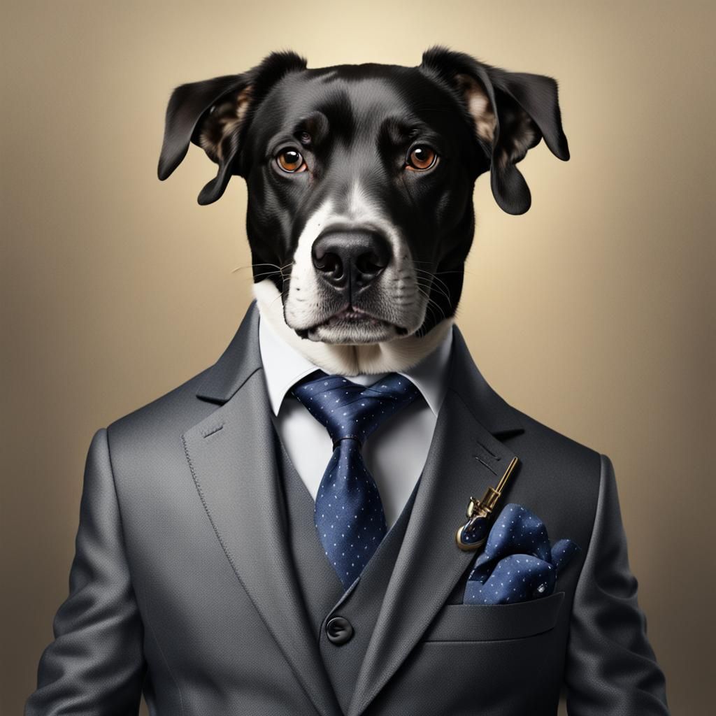 Professional Dog in Suit: Hyperrealistic Detail
