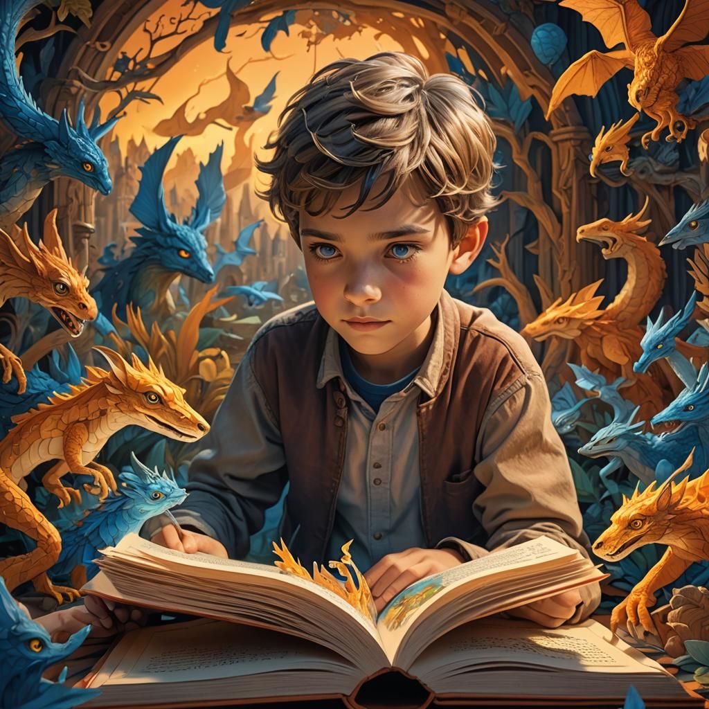 Boy looks lovingly at his favorite pop-up book he got for his birthday . About cool kid toys