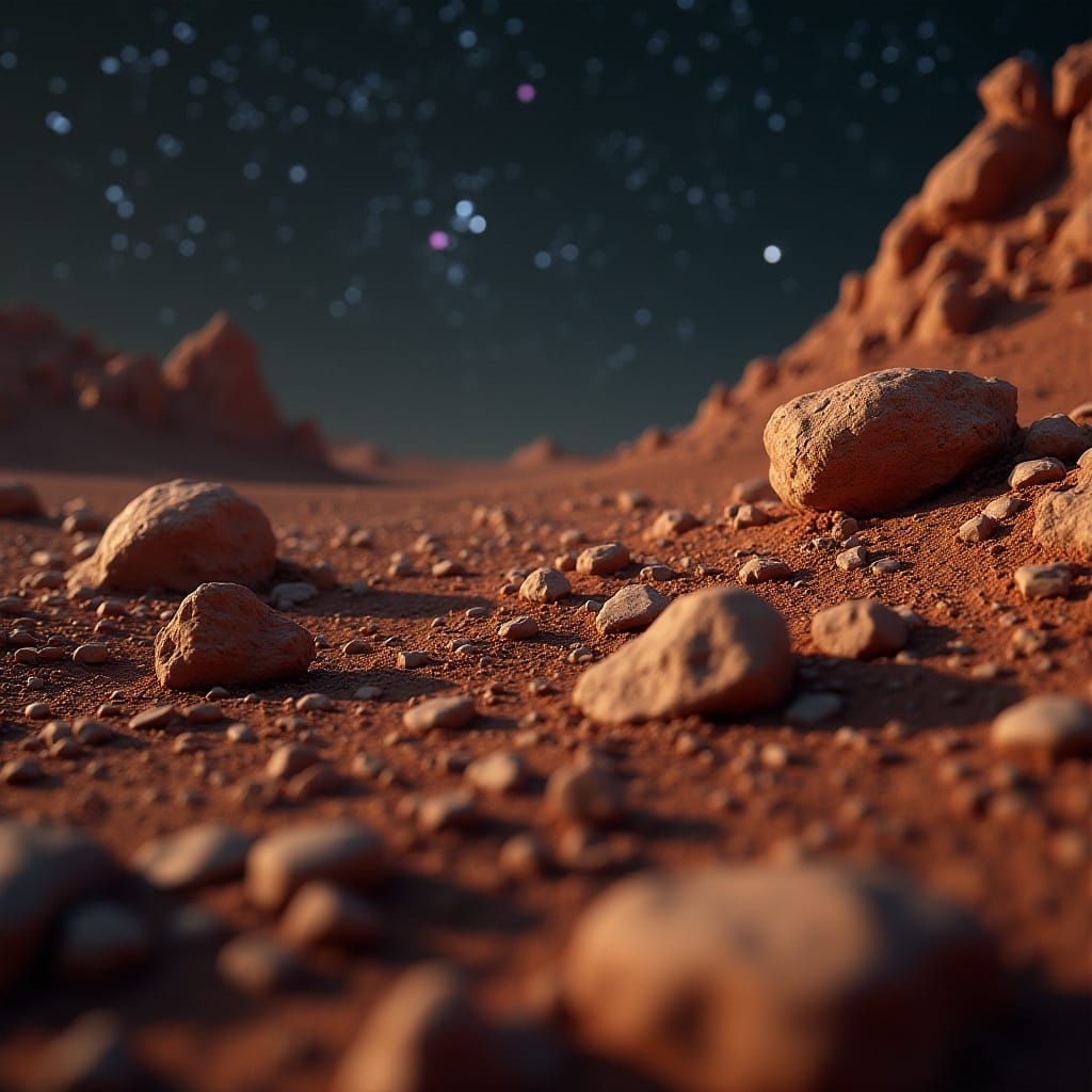 Photorealistic Mars Landscape with Stars