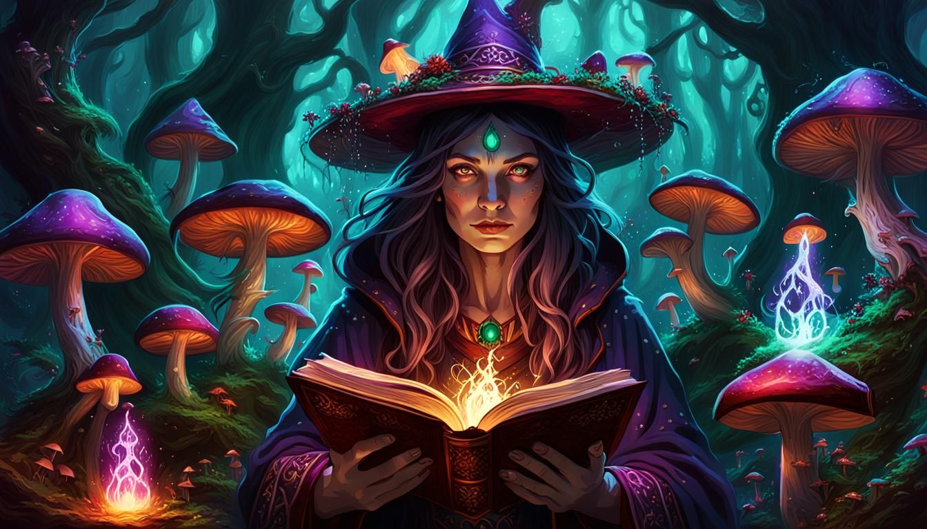 Enchanting Sorceress in a Magical Forest