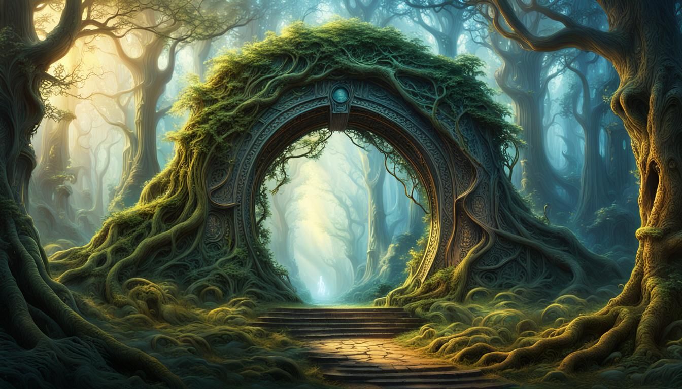 Mystical Forest Portal in Detailed Matte Painting