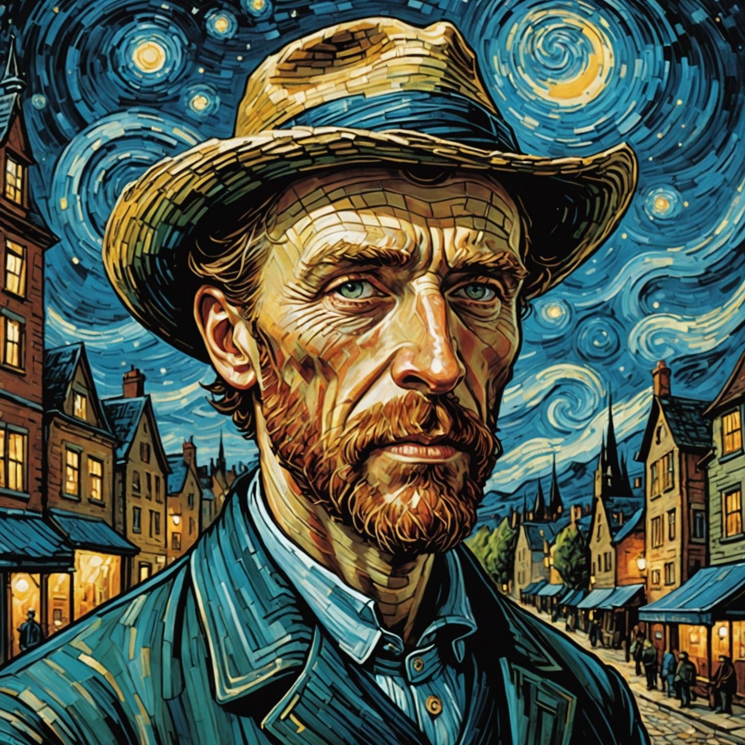 Caricature of Van Gogh with Exaggerated Features