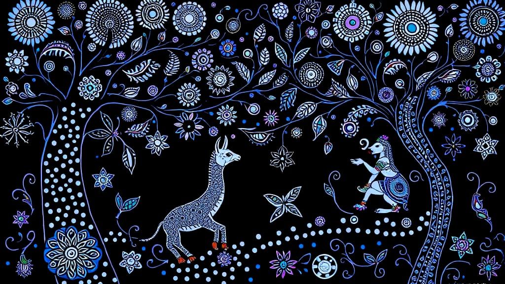 Madhubani Painting With Abstruse Zentangle Patterns