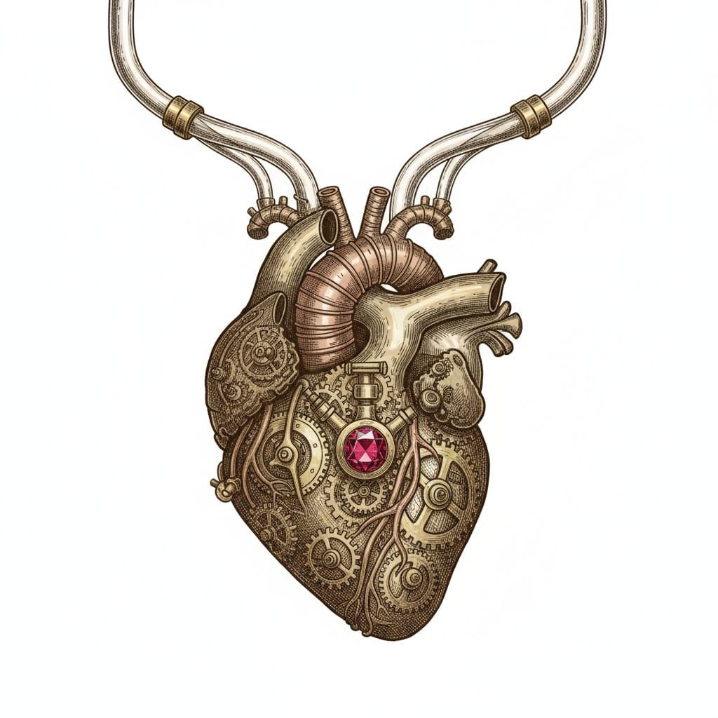 Clockwork Heart in Da Vinci Sketch Style