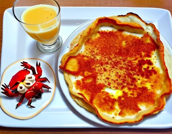 Crabby Man Eating Breakfast: An AI-Generated Image