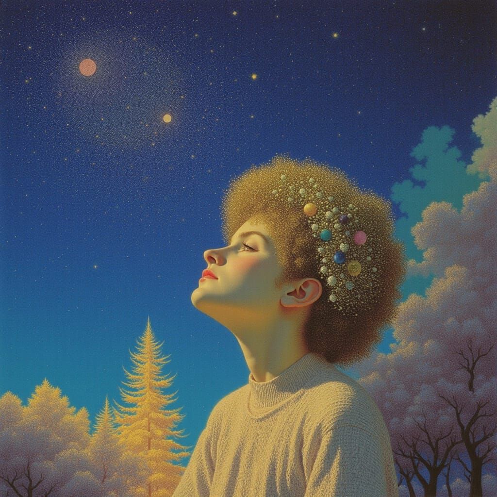 <lora:Somniorum:0.8> in a fusion of surrealism and portraiture in the style of fairy tale fantasy and modern art :: a DM...