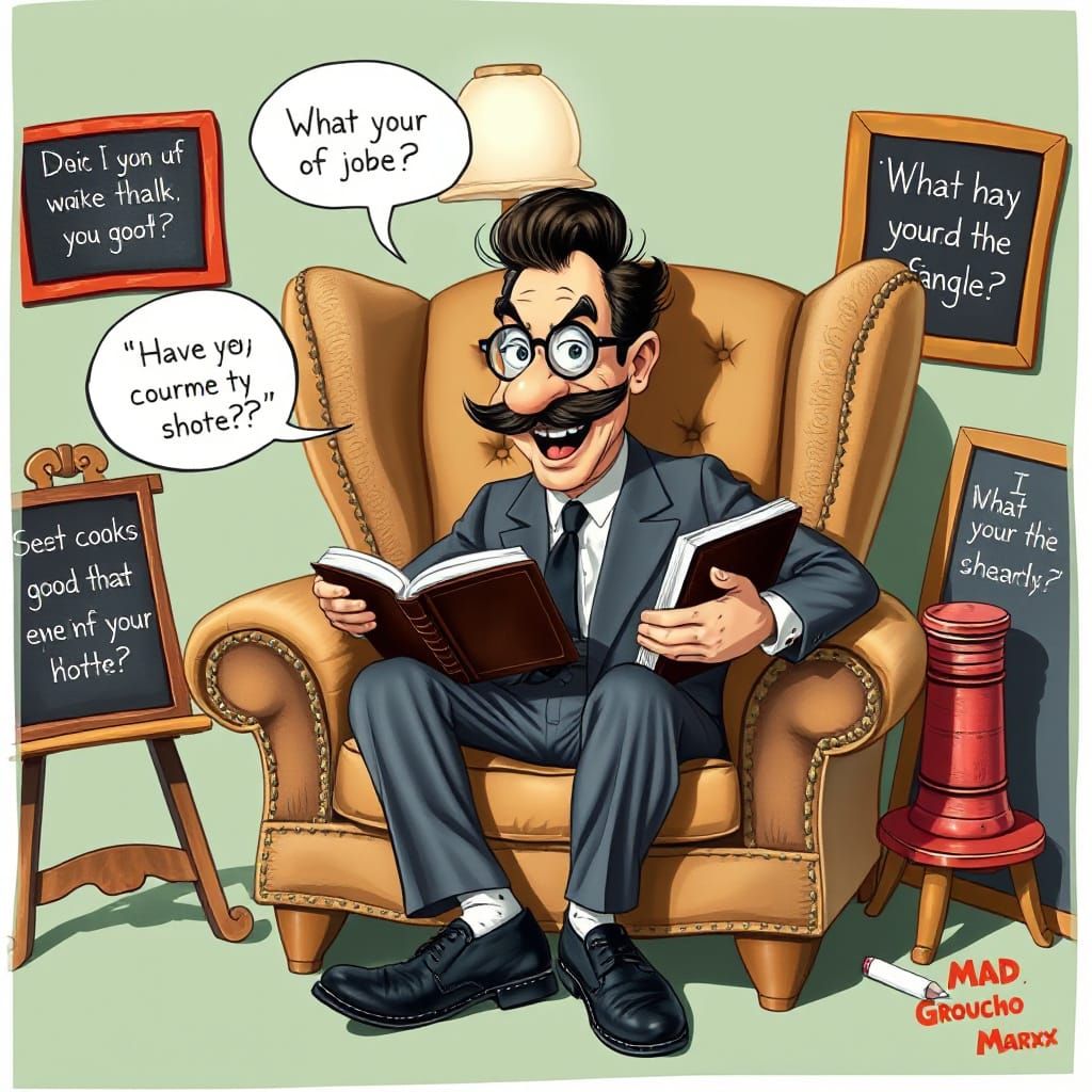 Vintage-Style Humorist Groucho Marx Delivers Witty One-Liner