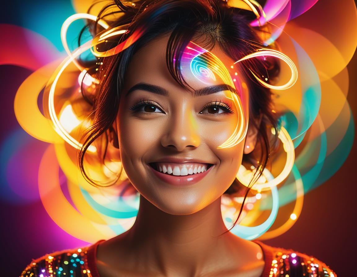 Joyful Silhouette Radiates Vibrant Aura