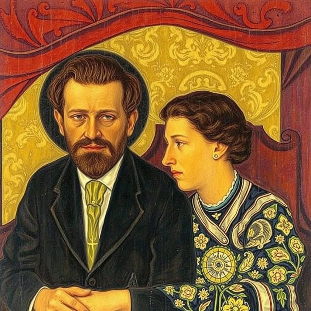 Portrait of Couple in Jugendstil Symbolism Style