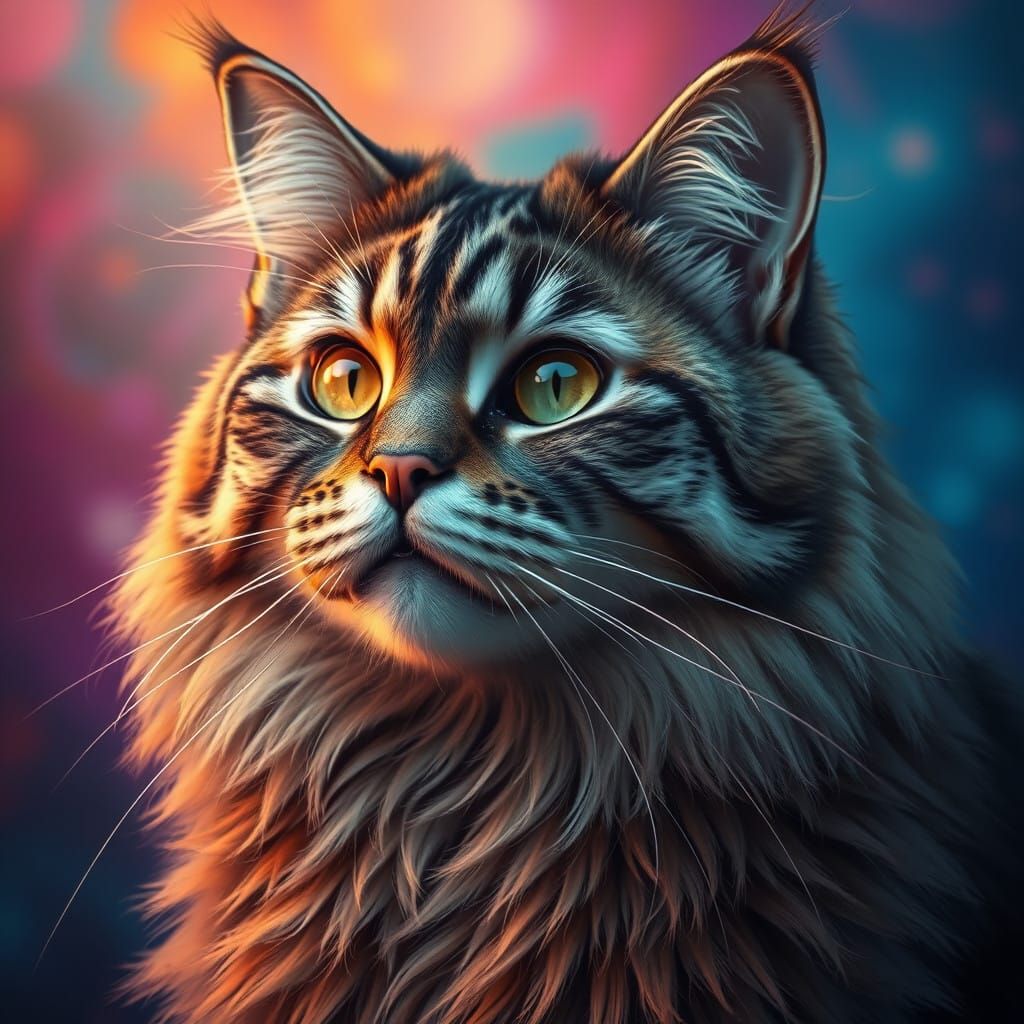 Regal Feline Majesty in Abstract Dreamscape