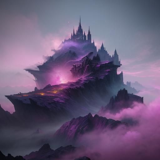 Pink and Purple Smoke Heart Fantasy Art