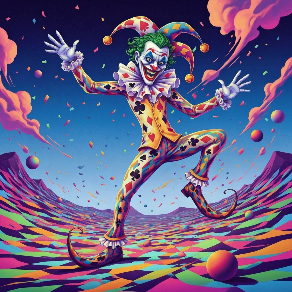 Joker Jester Dances Through Surreal Dreamscape