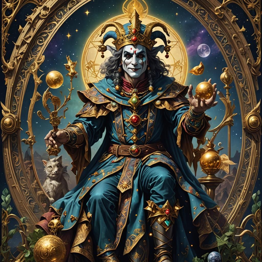 Renaissance Tarot Card: The Fool in Cosmic Style