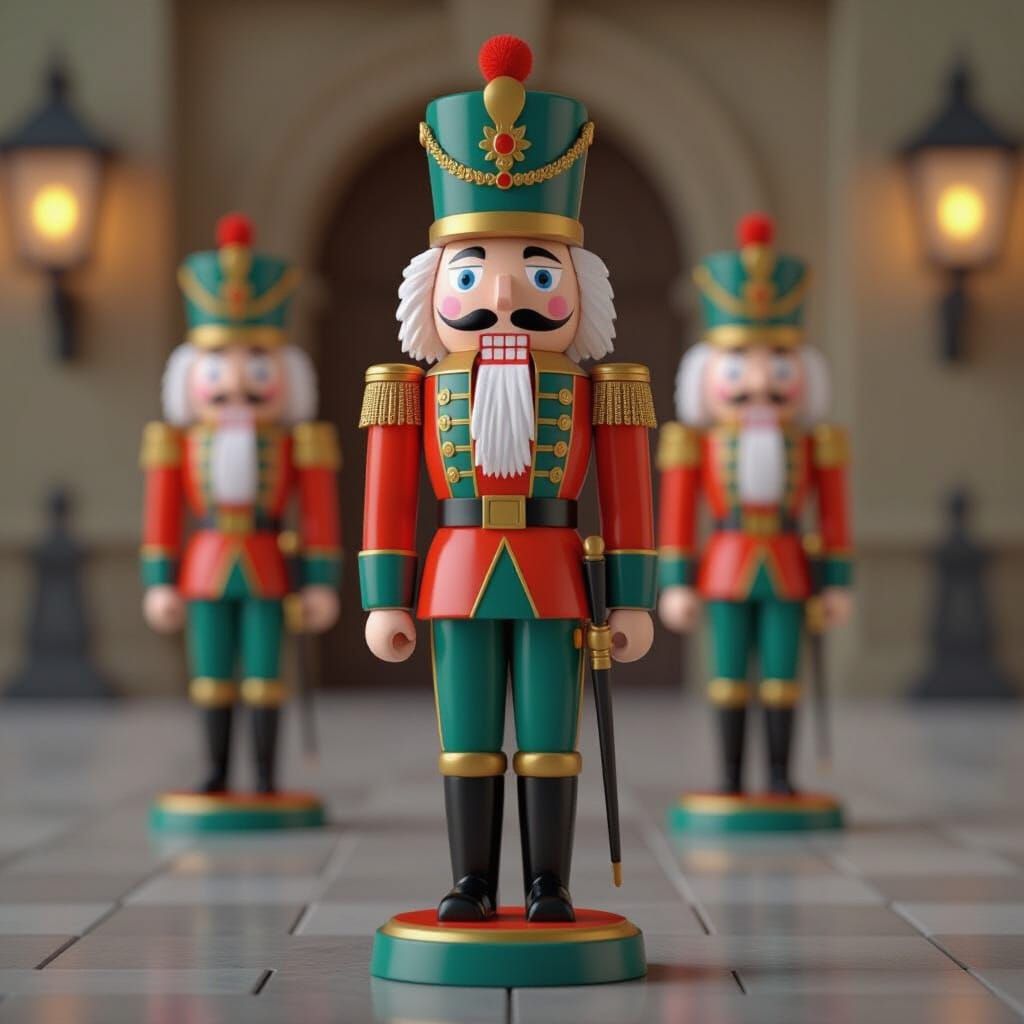 Regal 3D Nutcracker Soldier in Orange and Teal Uniform