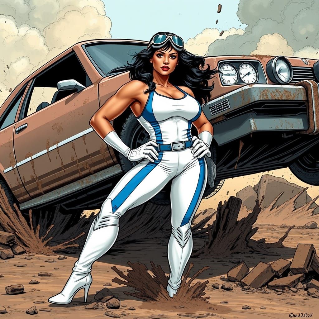 Samoan Superheroine in Action, Comic Book Style