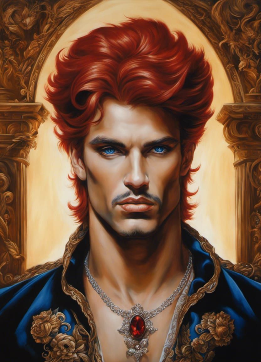 Gothic Prince with Sapphire Eyes: Acrylic Painting