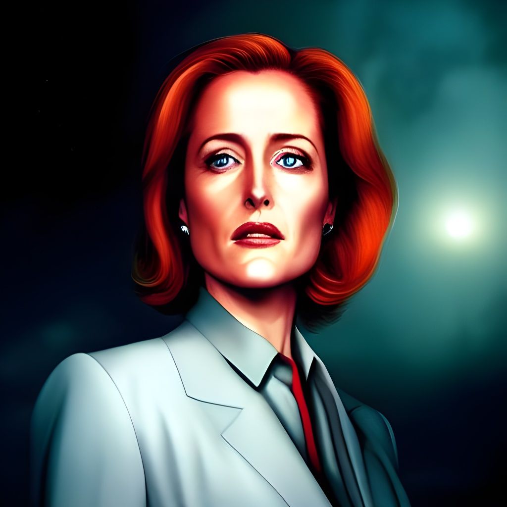 Dana Scully and Grey Aliens in Mixed Media