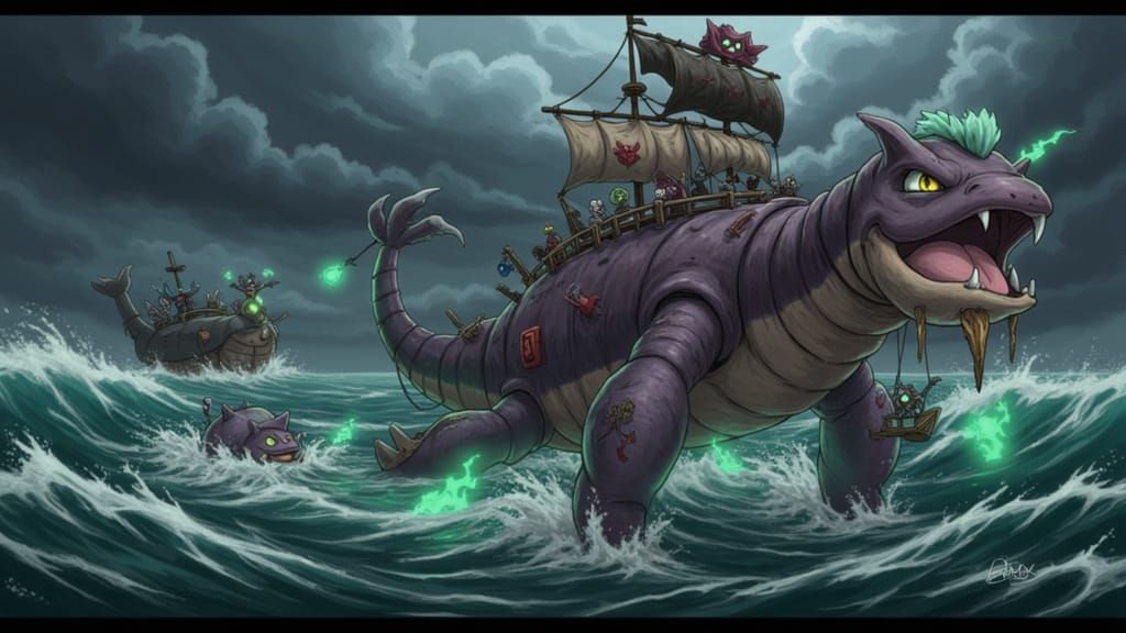 Cyberpunk Pirate Lord in Dark Futuristic Cityscape