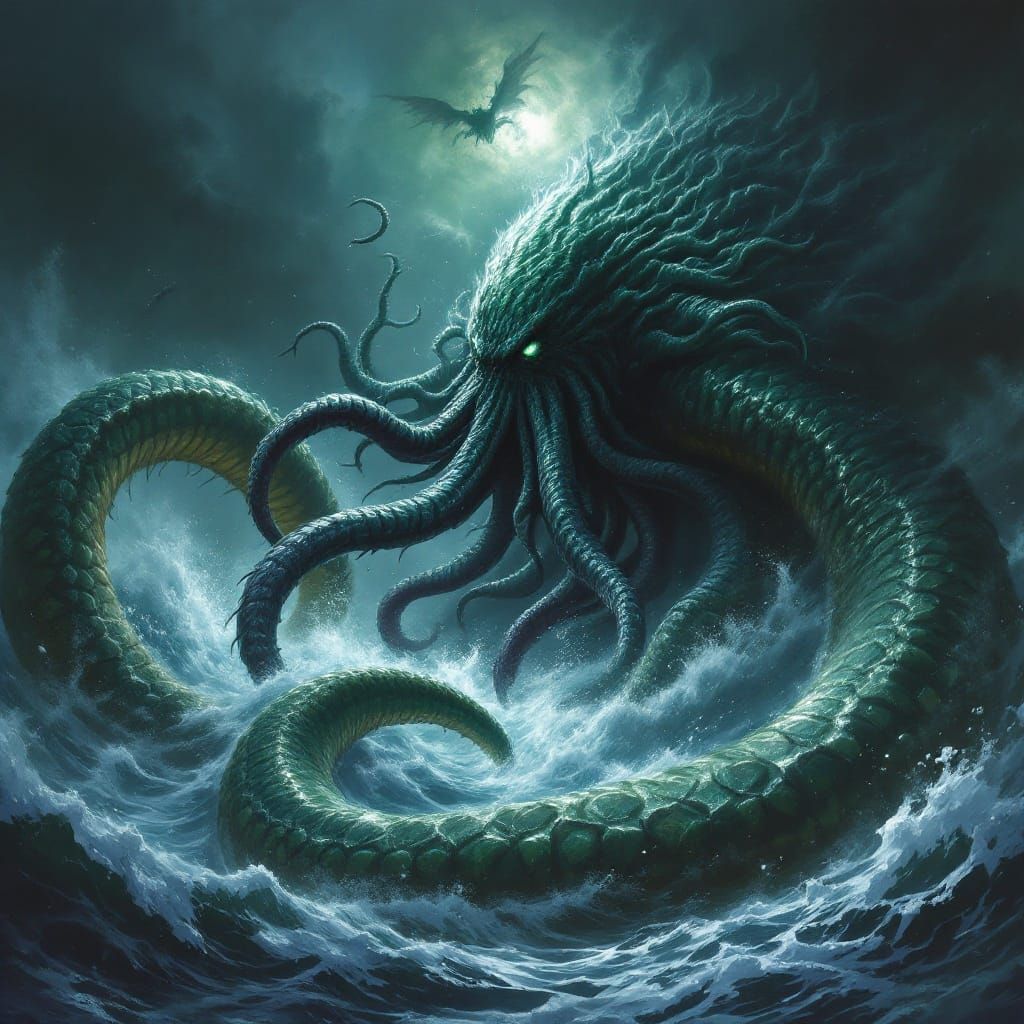 Cthulhu Battles the Kraken in Dark, Epic Horror Clash