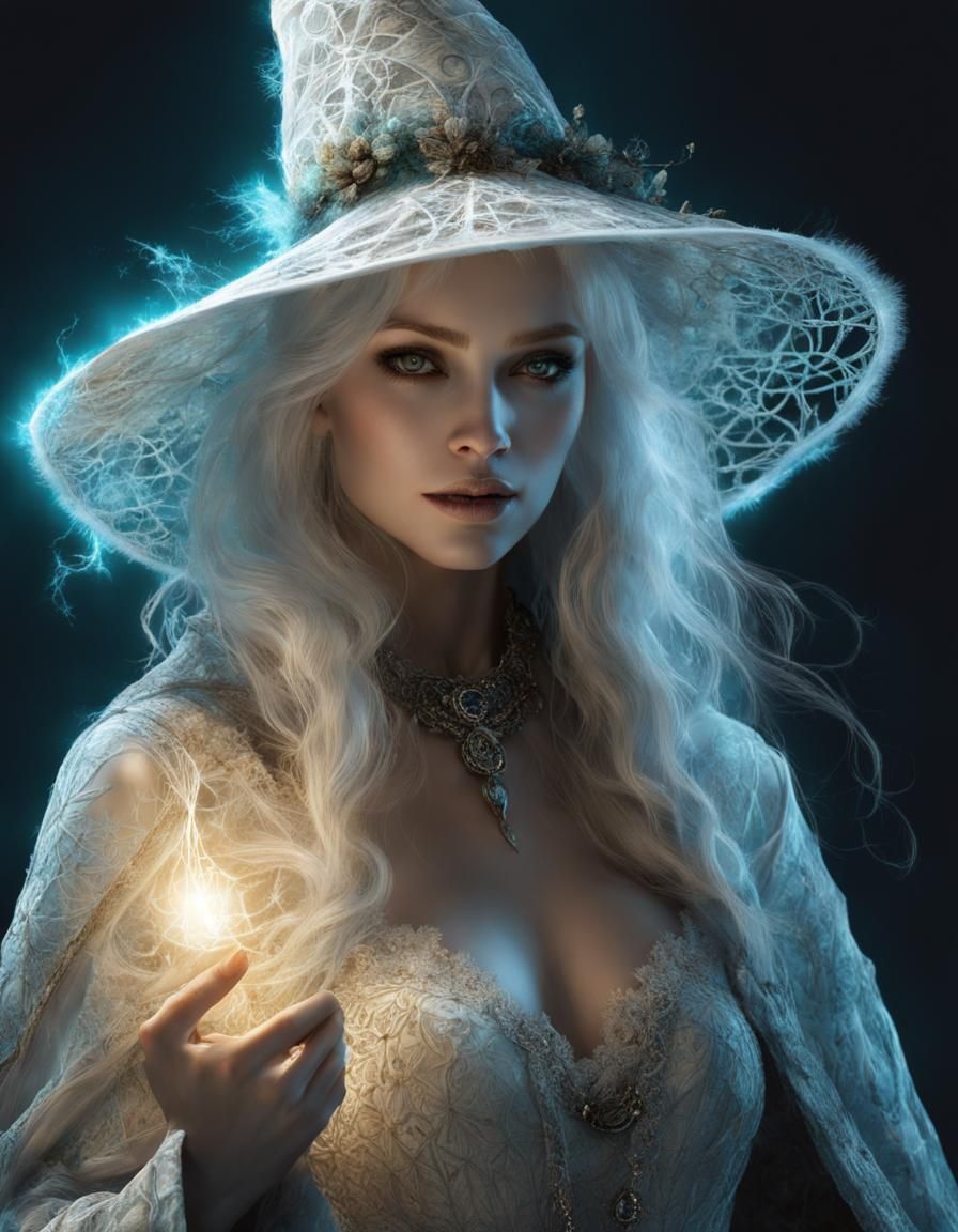 Bioluminescent Herbal Witch with Cracking Porcelain Skin