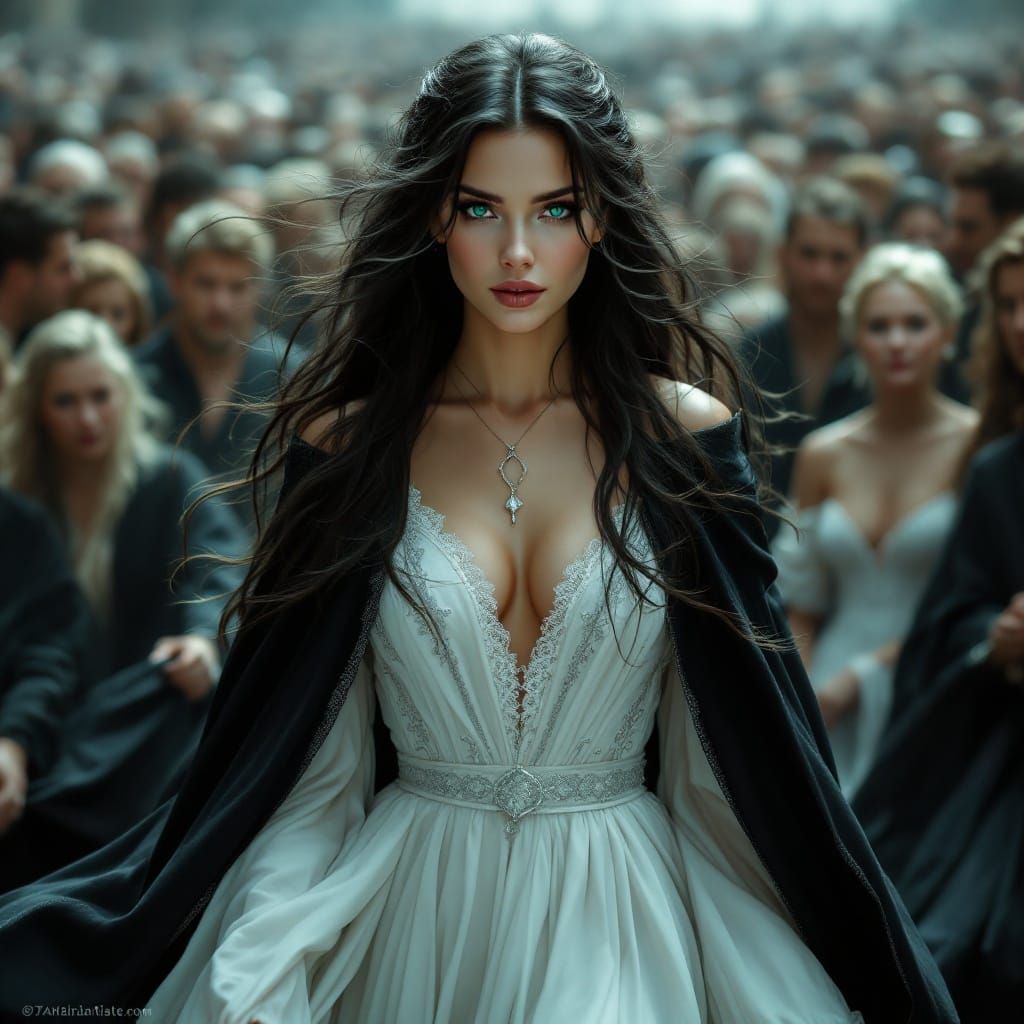 Angelic Woman in Flowing Robes