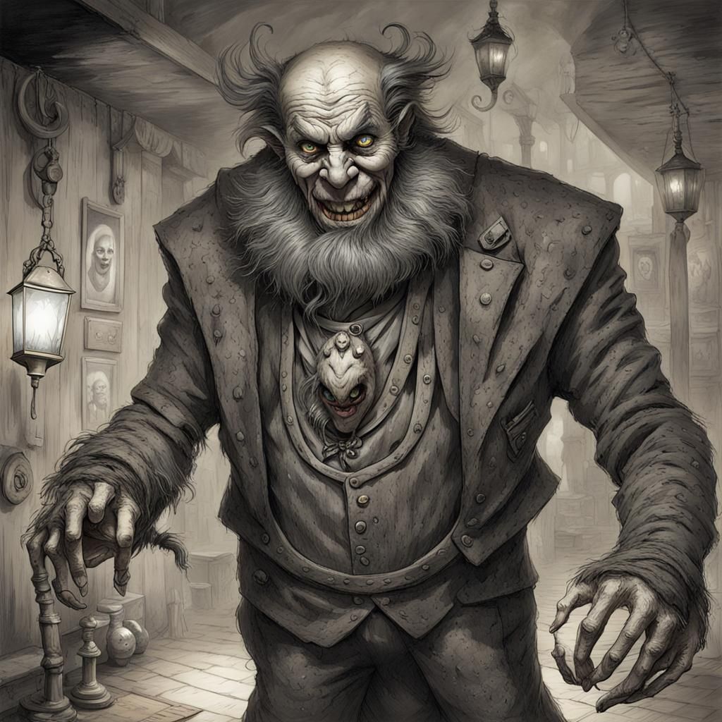 Grizzlegrim, the Bizarre Circus Barker: Detailed Matte Paint...