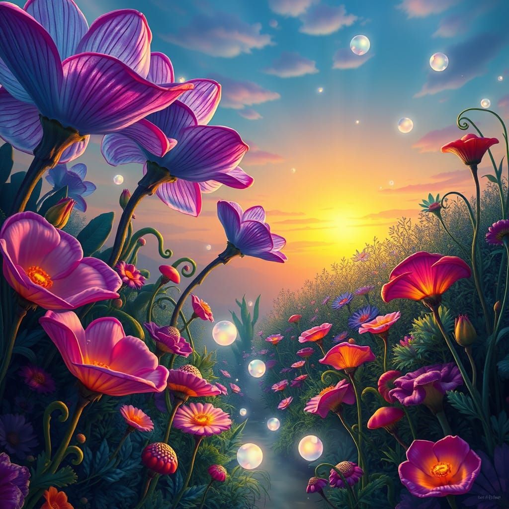 Surreal Floral Wonderland in Ethereal Light