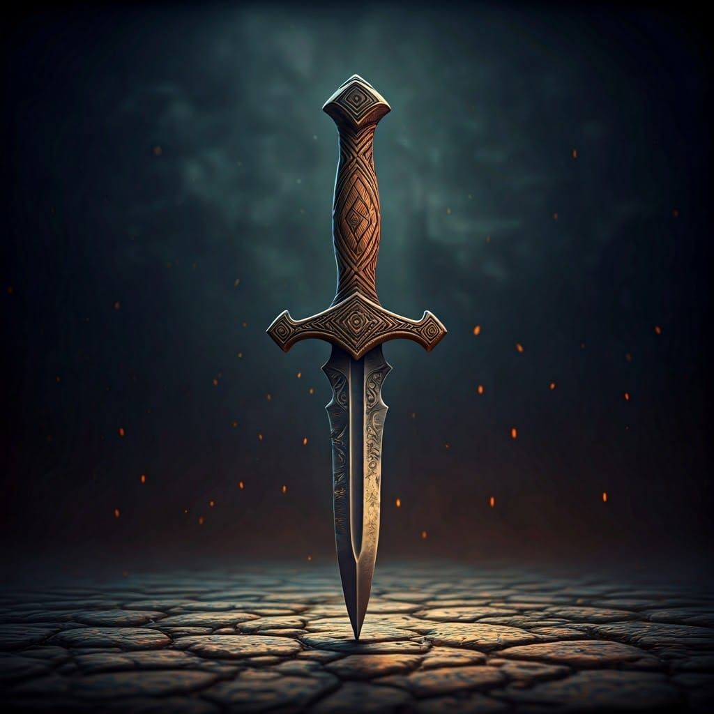 Ethereal Runic Dagger in Dramatic Lighting