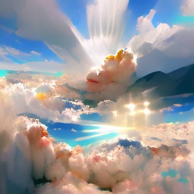 Divine Sunshine Beams Through Heavenly Clouds