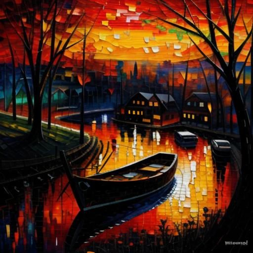 Mosaic Patchwork in Expressionist Oil Painting Style