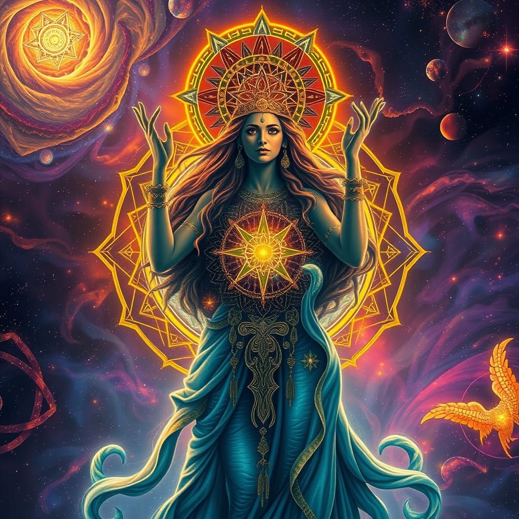 Ancient Goddess Deméter in Cosmic Holographic Art
