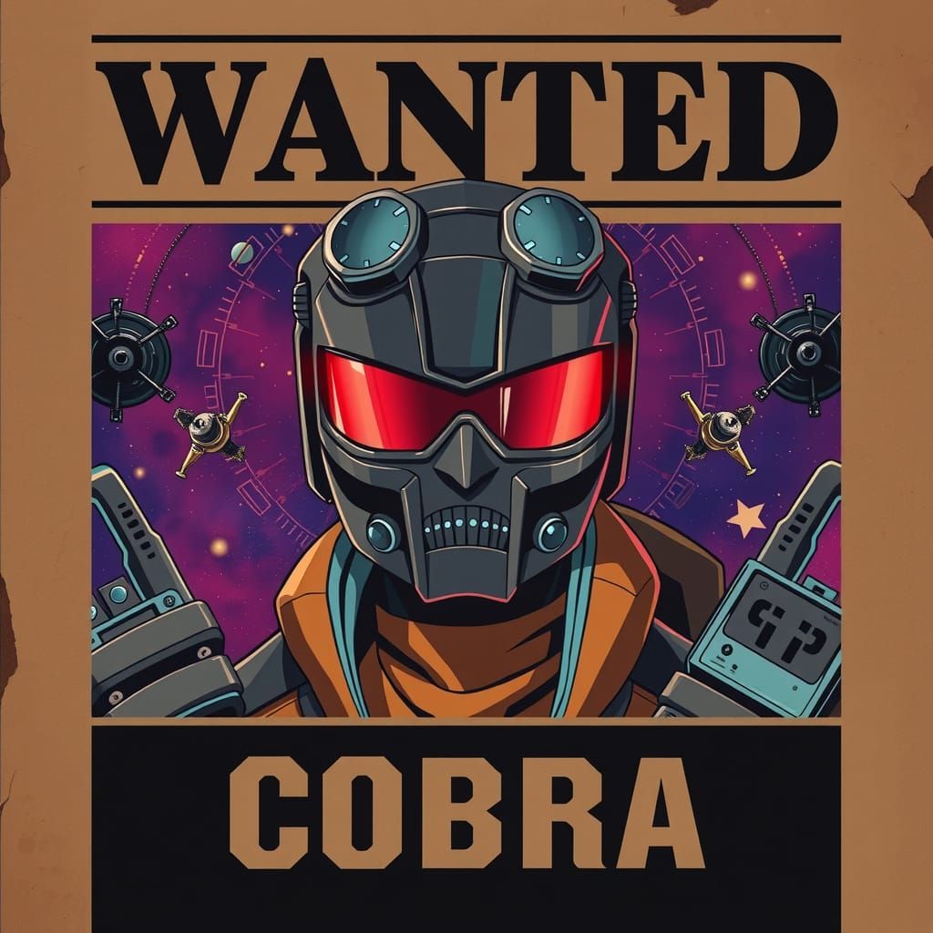 Space Outlaw Wanted Poster in Anime Style