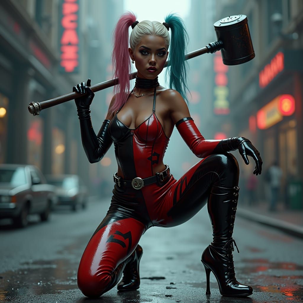 Harley Quinn in Dominatrix Latex Bodysuit