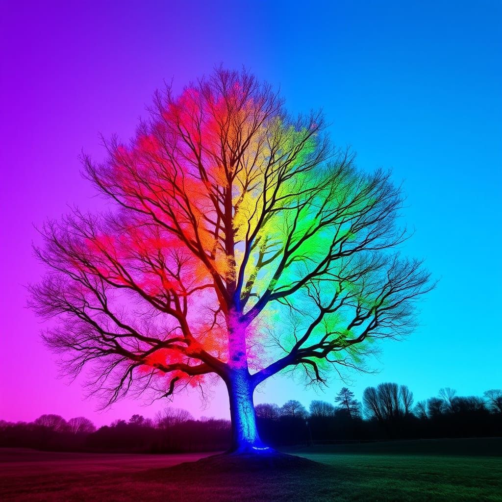 Rainbow Fire Tree: A Surreal Spectacle