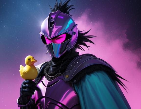 Knight in Disco Armor with Rubber Ducks and a Single Tear
