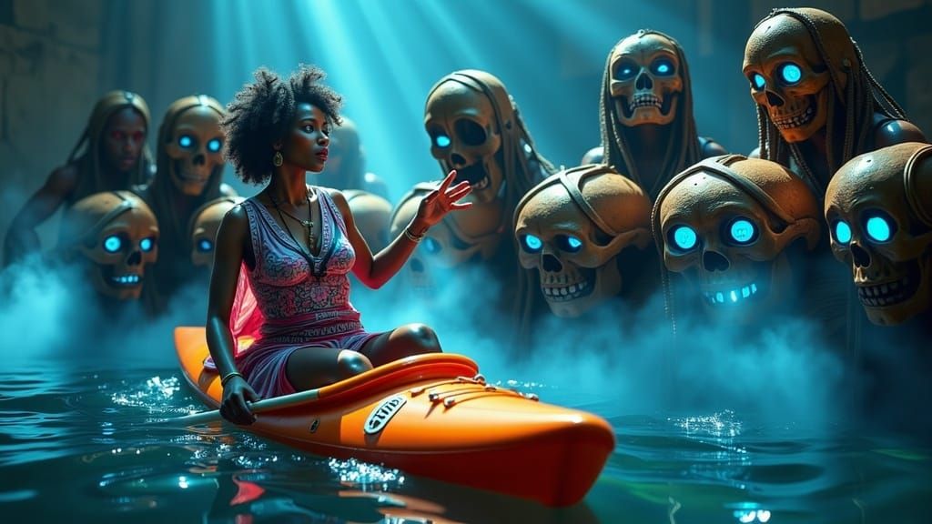 African Woman's Frenzied Dance Surrounded by Drummers and My...