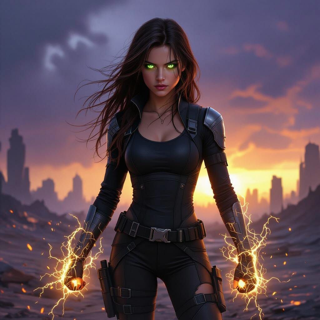 Haunted Warrior Unleashes Golden Energy in Dystopian Ruins