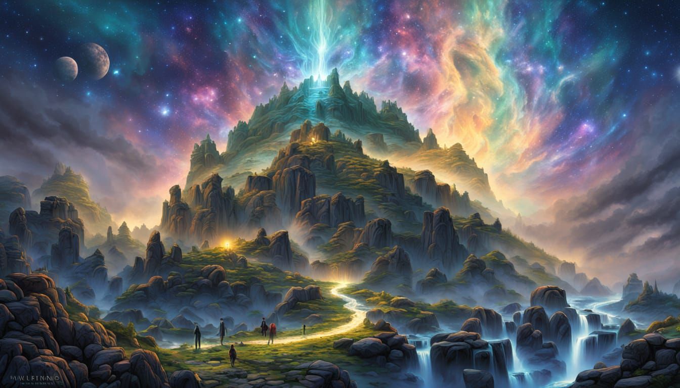 Crystal Tree on Floating Island in Holographic Style