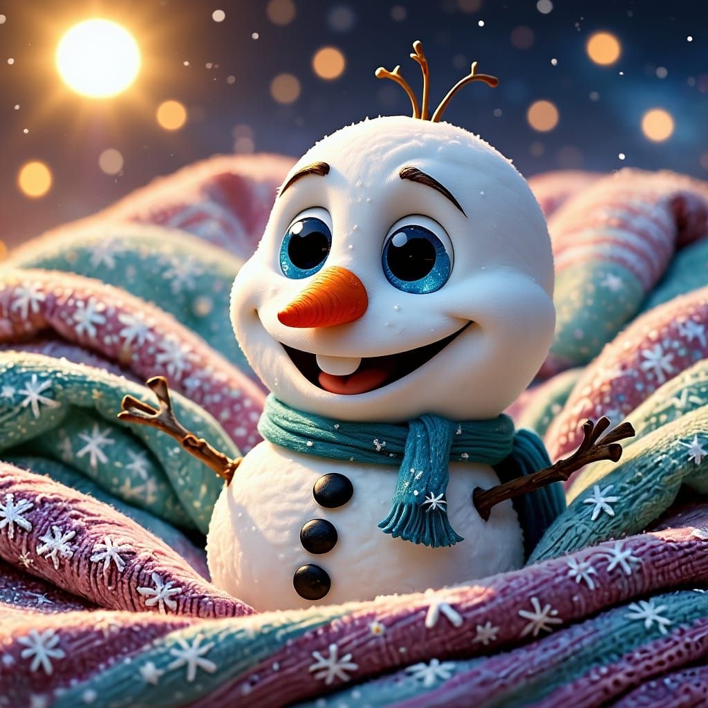 Close-up of a Cute Snowman Melting