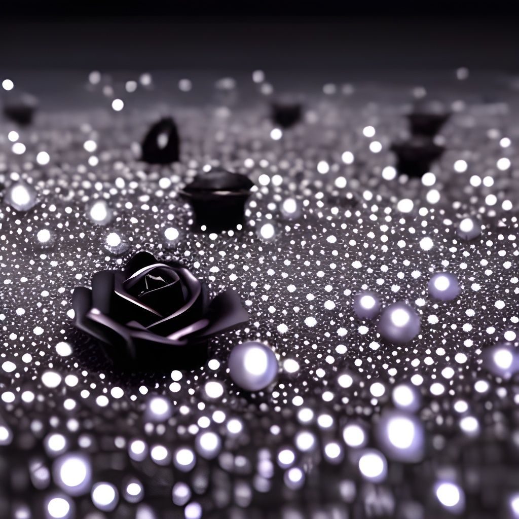 Diamond-Encrusted Black Rose: 3D Digital Art
