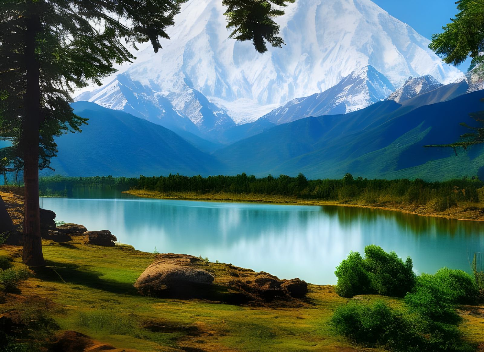 Clear lake in the valley of Nanga Parbat