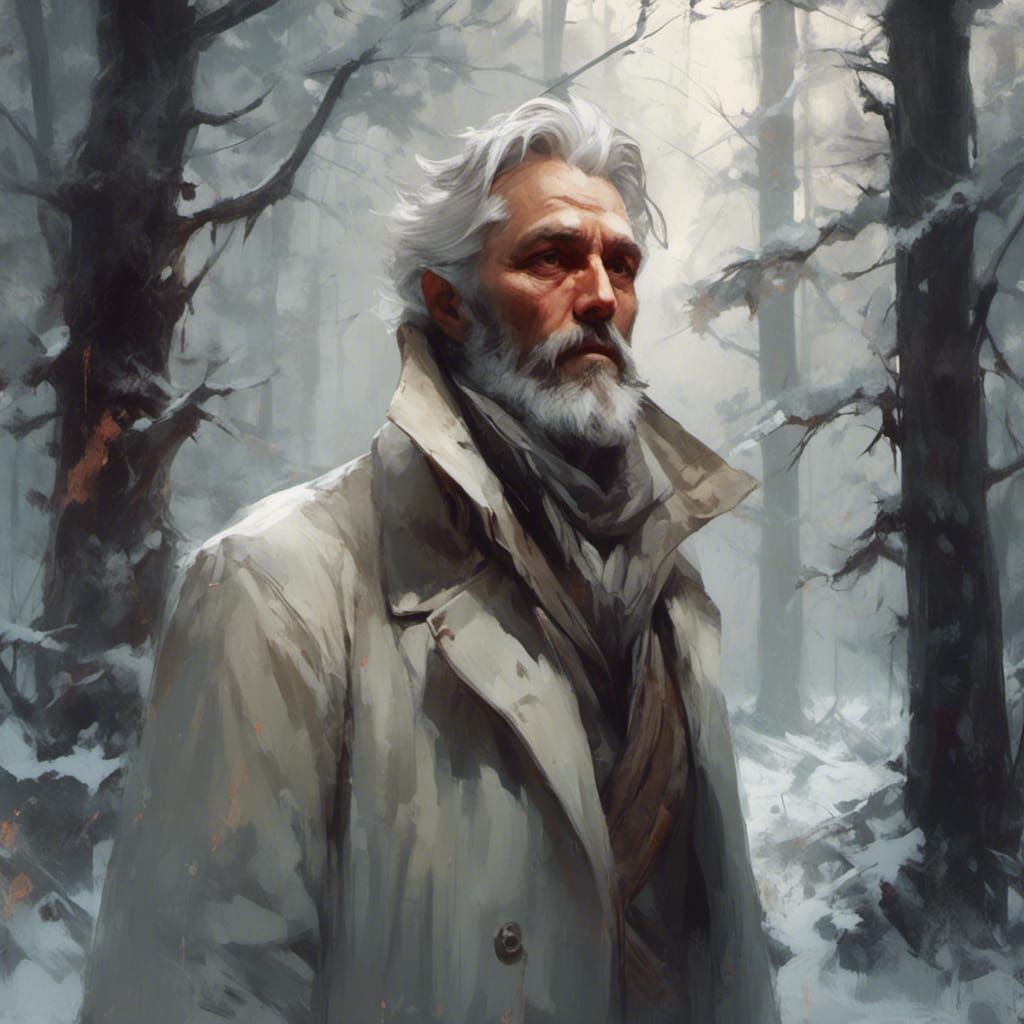 Explorer in Dark Forest, Hyperdetailed Portrait