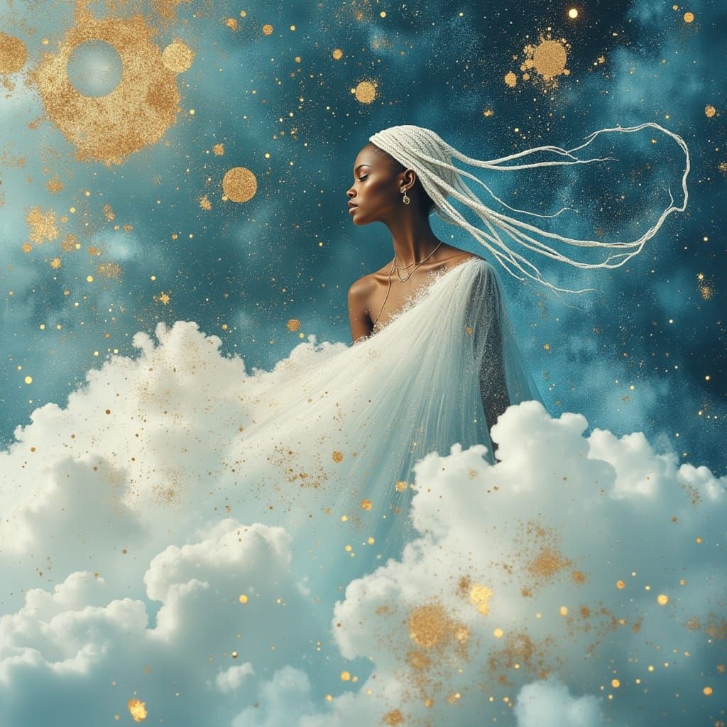 African Sky Goddess in Celestial Digital Matte Painting
