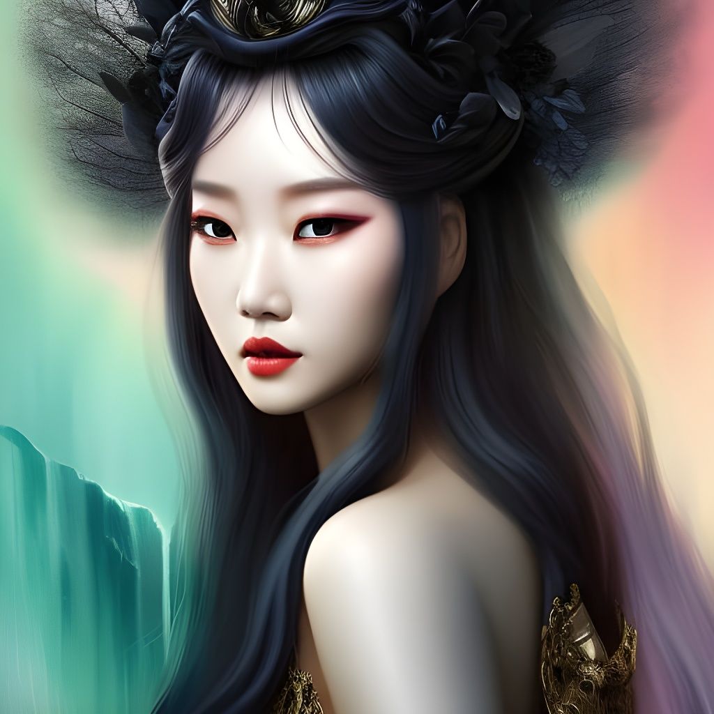 Noir Portrait: Beautiful Hmong Woman with Blue Hair