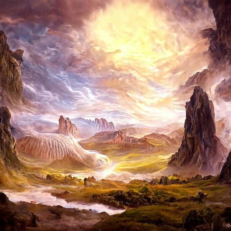 Alien Wilderness: Dreamlike Vista in Sunlight