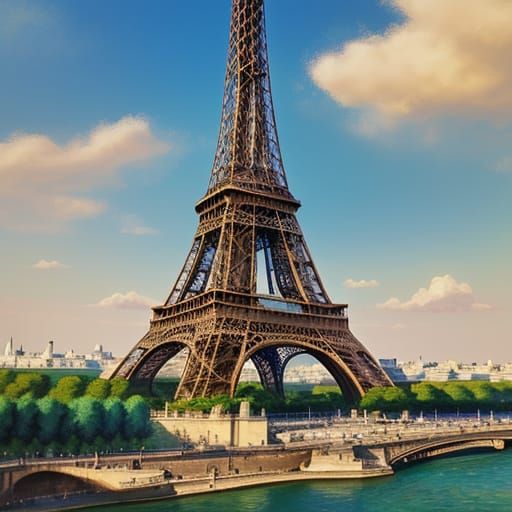 Eiffel Tower in Paris Impressionist Painting