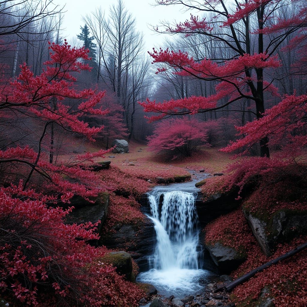 Surreal Crimson Cascade