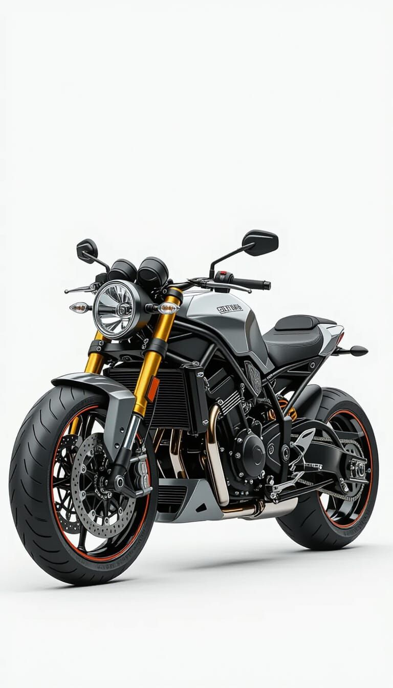 Photorealistic Sports Bike with Detailed Engine and Chrome