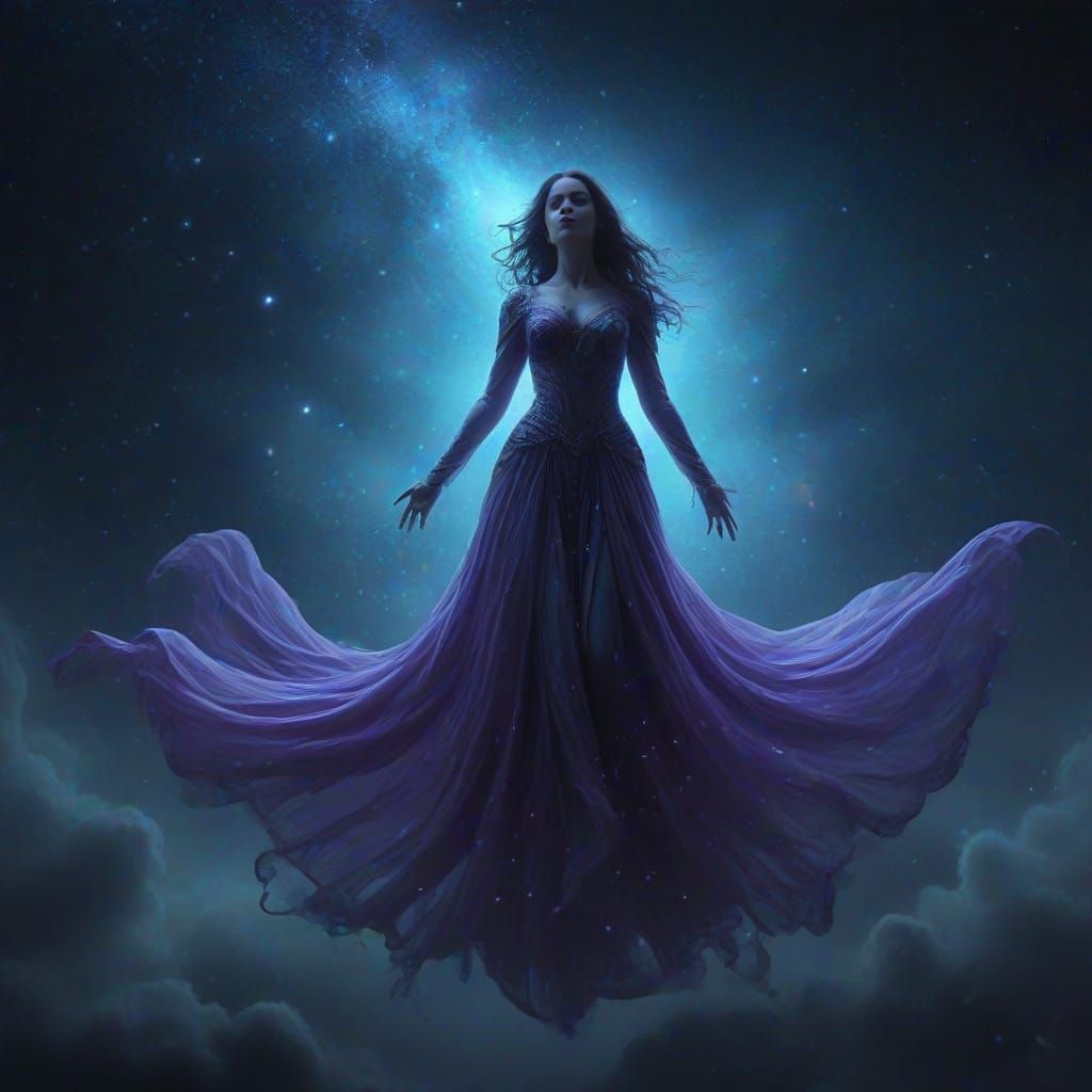 Ethereal Woman in Cosmic Void as Digital Painting