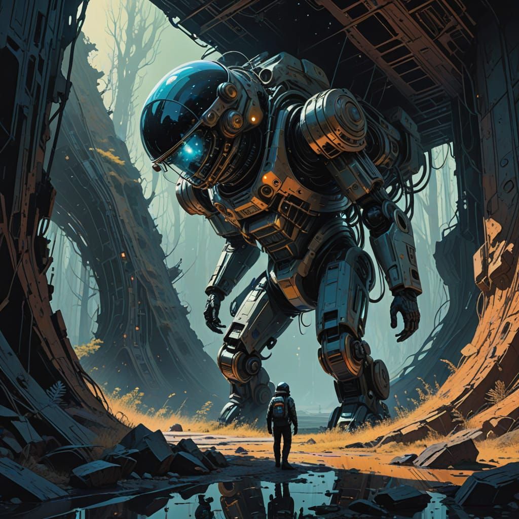 Astronaut Confronts Alien Wasp Nest in a Swirling Vortex of...